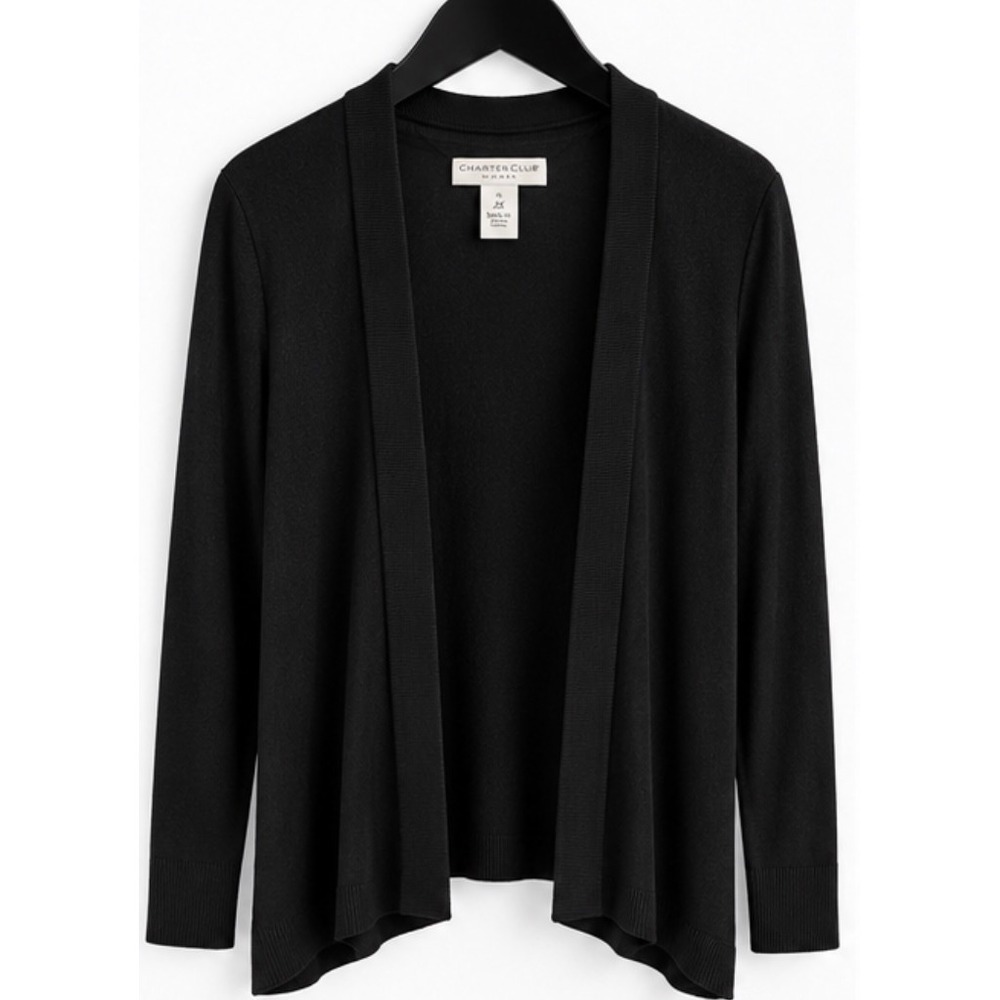 Charter Club Woman Deep Black Open Front Cardigan Sweater 2X 22201DB154
